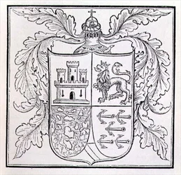 Arms of Columbus, de The Narrative and Critical History of America, editado por Justin Winsor, Londres, 1886
